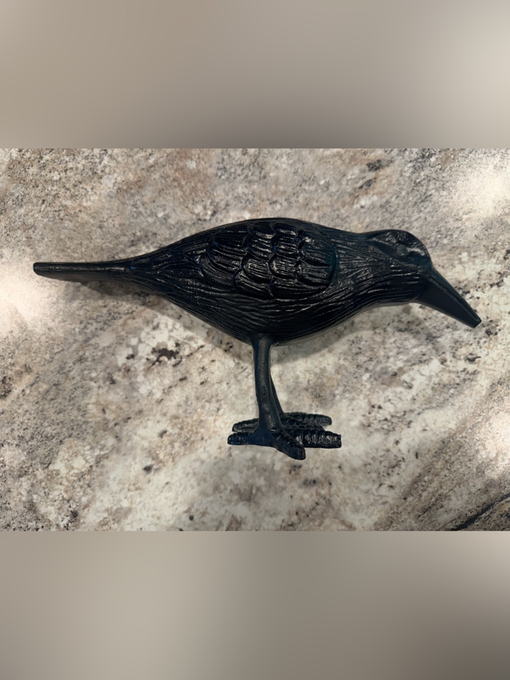 Black Metal Raven Crow Figurine Gothic Halloween Decor 12”
